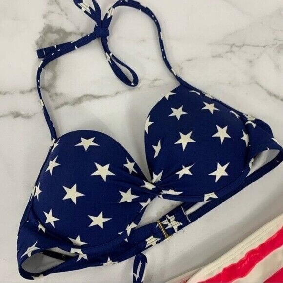 American Flag Two Piece Push-Up Padded Bikini Size Small - Picture 3 of 12